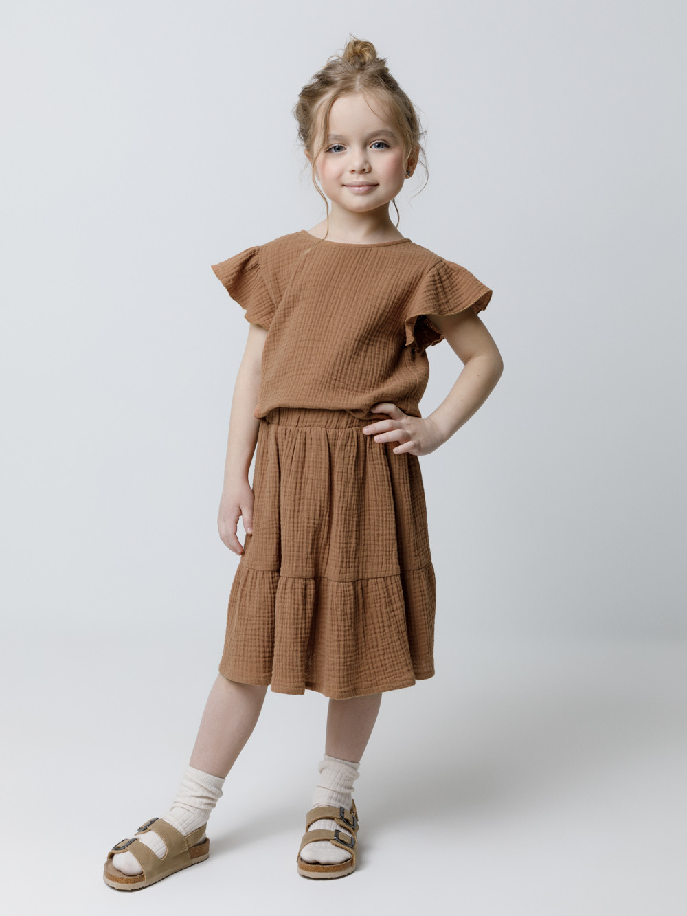 Юбка для девочки, артикул: ТК 70046, цвет: коричневый