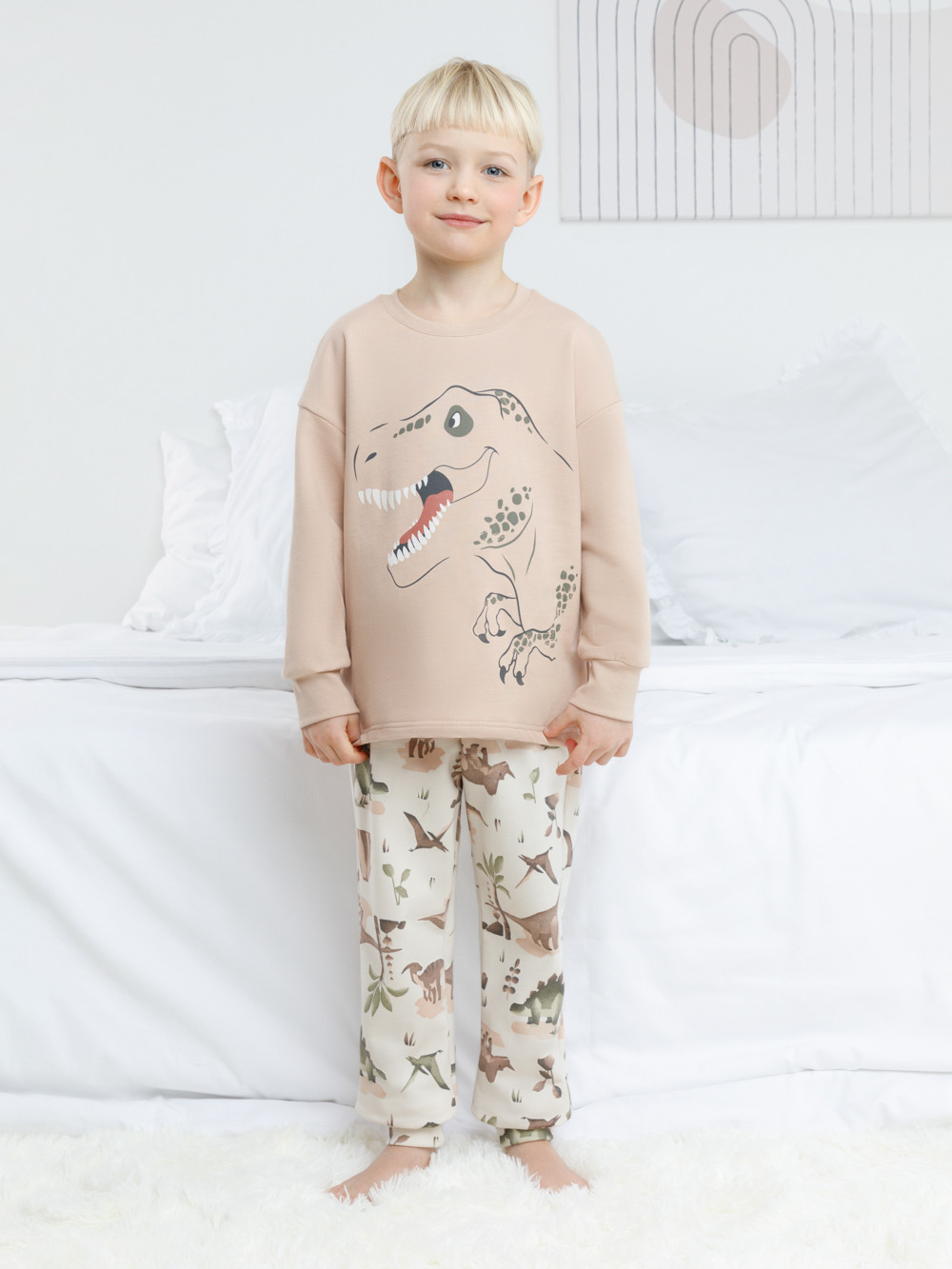 Пижама для мальчика, артикул: К 1567, цвет: бежевый