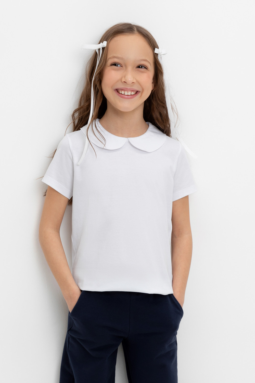 Блузка для девочки, артикул: К 302494, цвет: белый