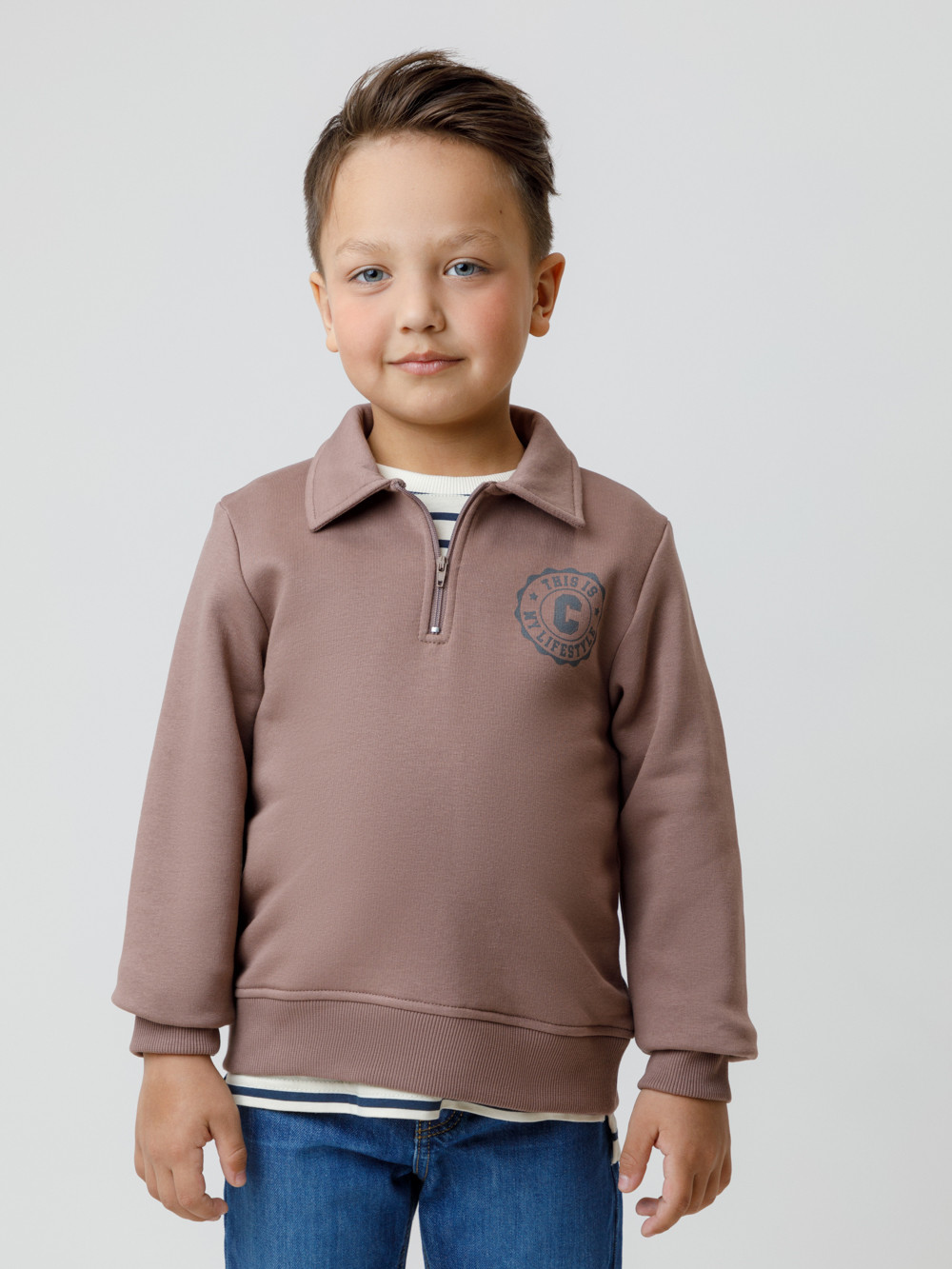 Свитшоты для мальчика, артикул: КР 302798, цвет: коричневый