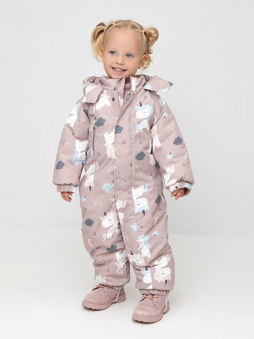 Комбинезоны утепленные для девочки, артикул: ВК 60113/н/7 УЗГ, цвет: светло-розовый