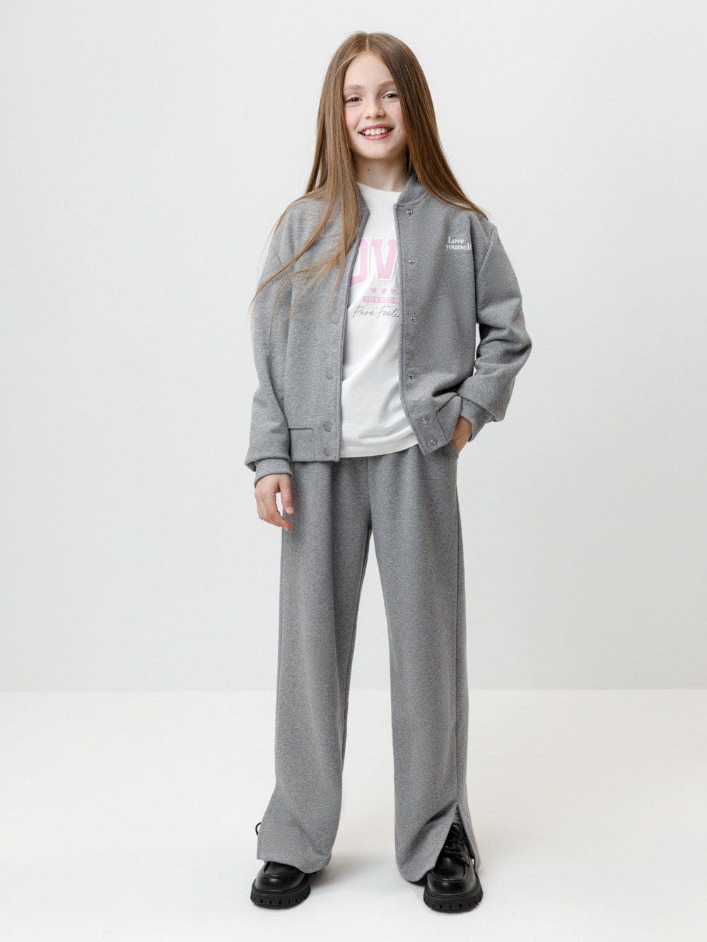 Брюки для девочки, артикул: КР 400852, цвет: серый