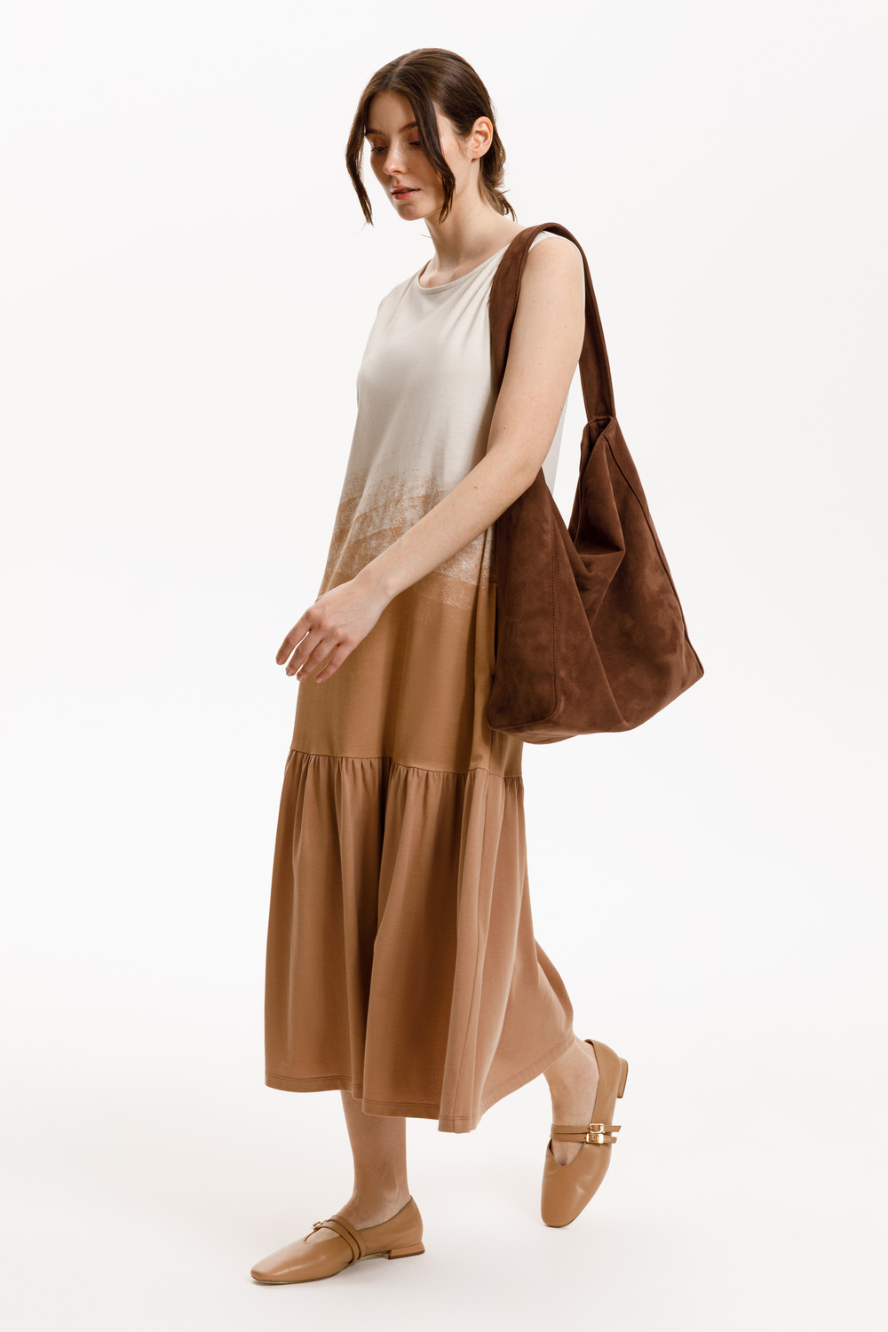 Платья женские для мам, артикул: ЕВТ 5081, цвет: бежевый