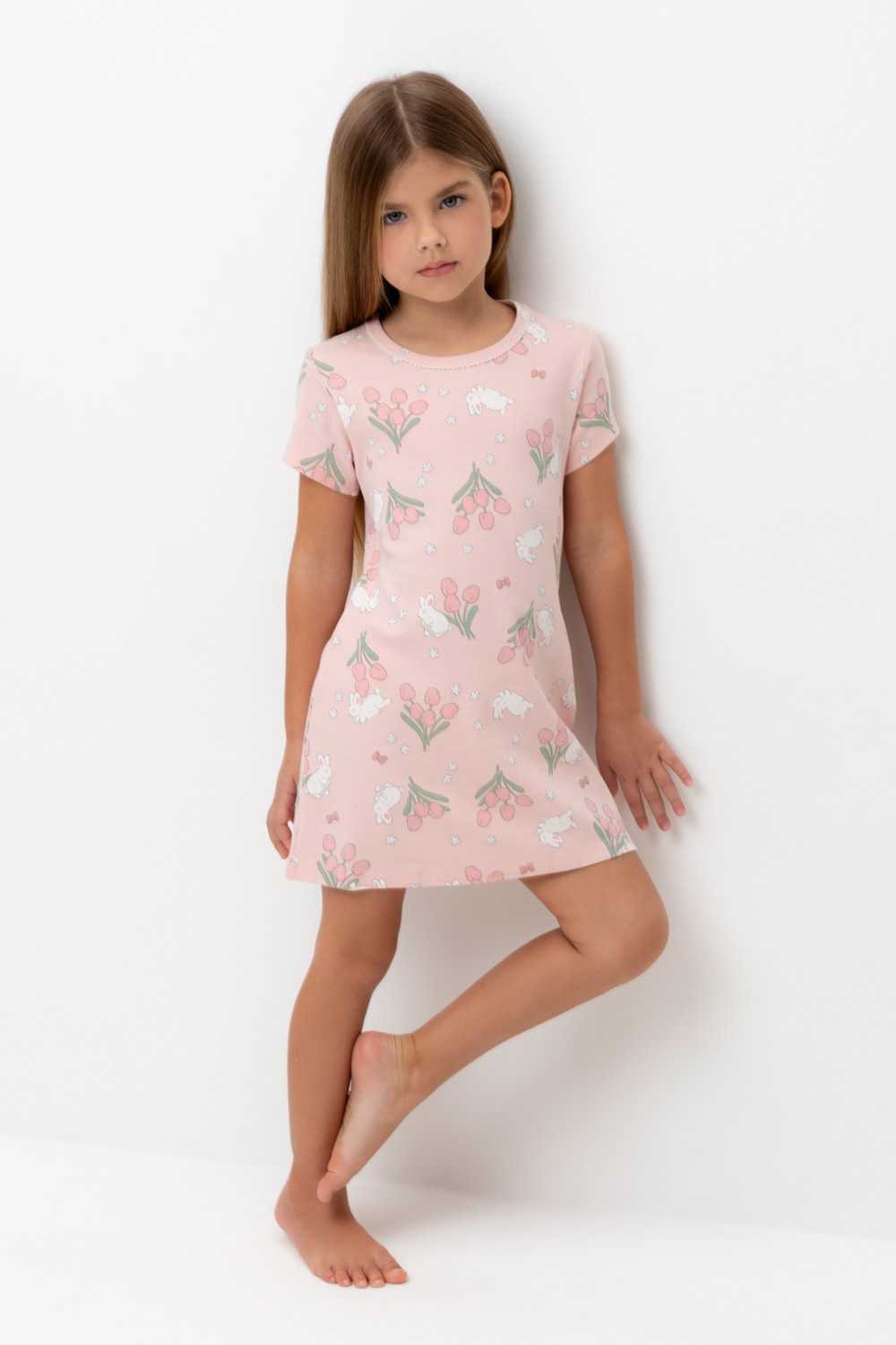 Ночная сорочка для девочки, артикул: К 1156, цвет: розовый