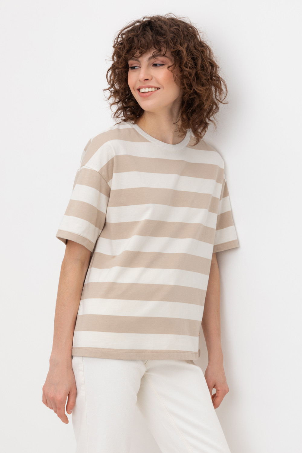 Футболки женские для мам, артикул: ЕВТ 3190, цвет: бежевый