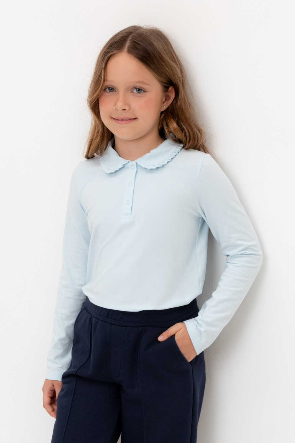Блузка для девочки, артикул: К 301599, цвет: светло-голубой