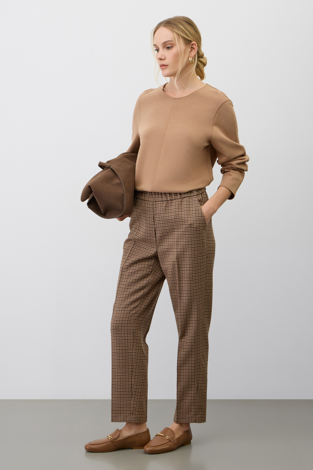 Брюки женские для мам, артикул: ЕТ 40020, цвет: светло-бежевый