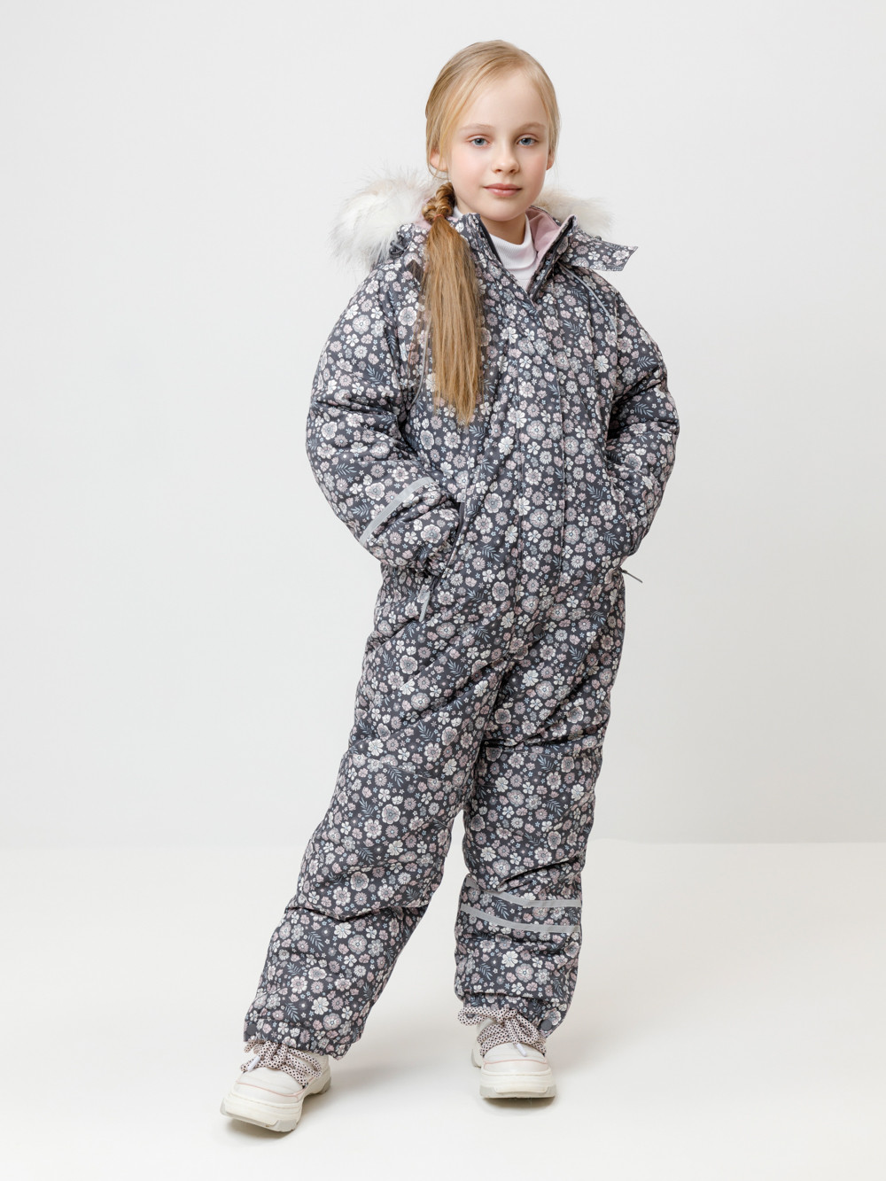 Комбинезоны утепленные для девочки, артикул: ВК 60098/н/10 ГР, цвет: темно-серый