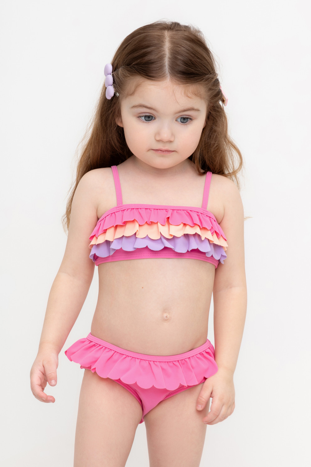 Купальник для девочки, артикул: ТК 17009/5 ФВ, цвет: ярко-розовый