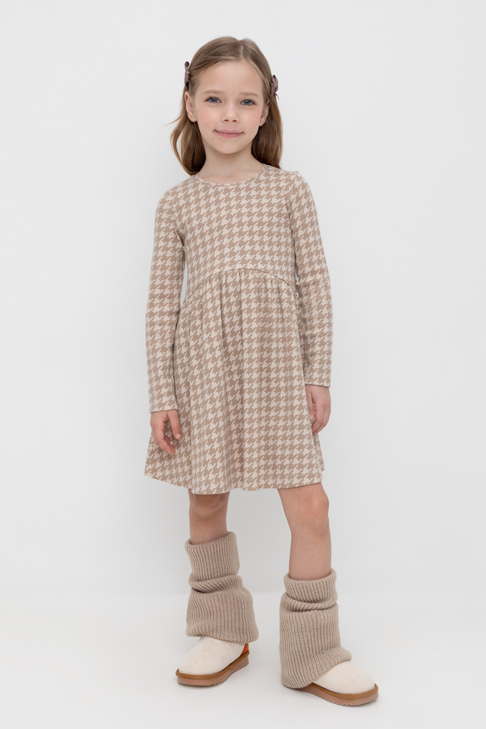 Платье для девочки, артикул: КР 5892, цвет: бежевый
