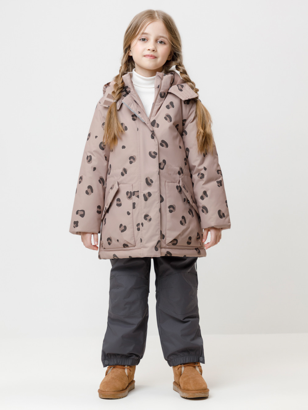 Куртка для девочки, артикул: ВК 38120/н/2 ГР, цвет: кофейный