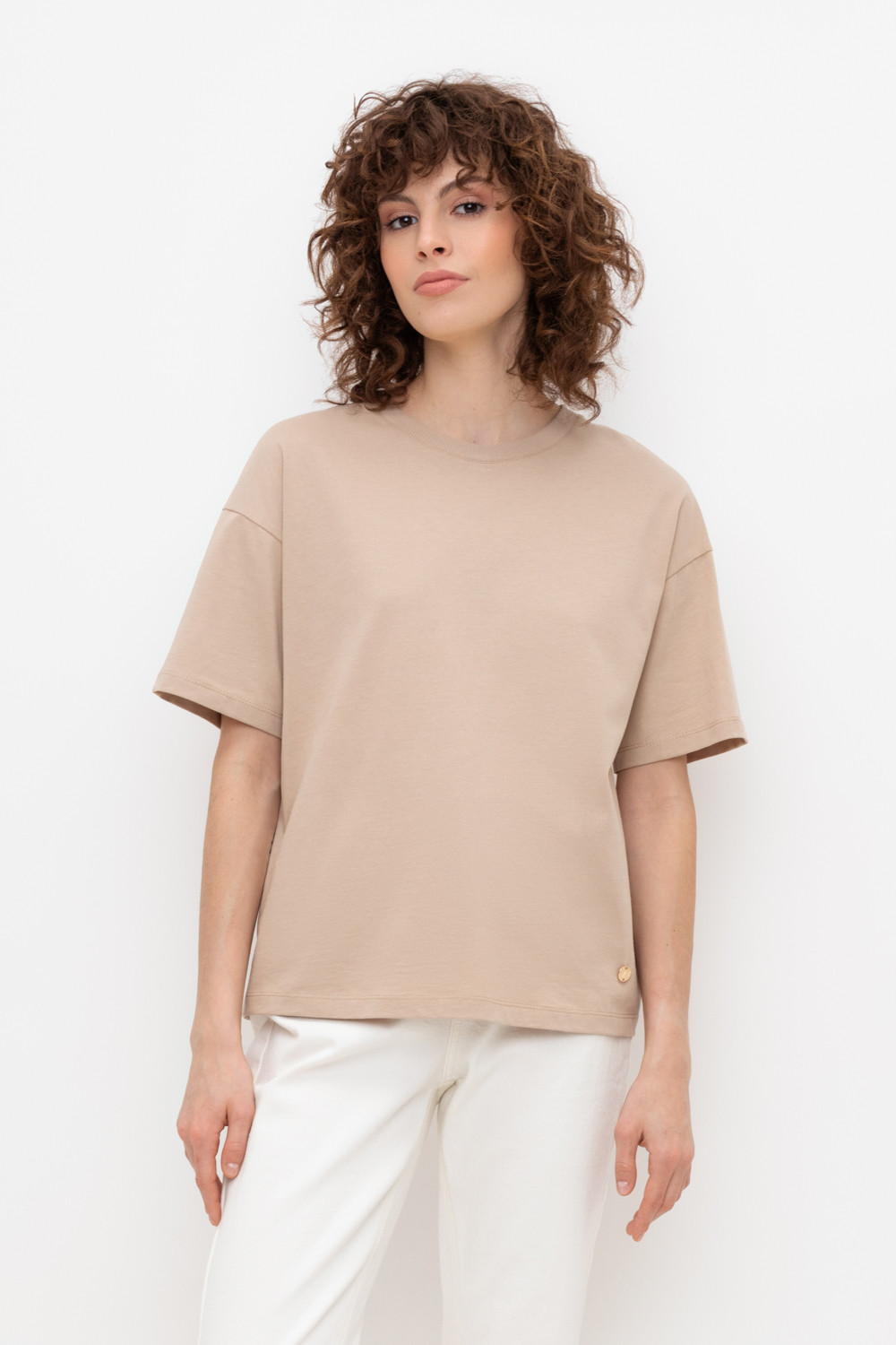 Футболки женские для мам, артикул: ЕВТ 3189, цвет: бежевый