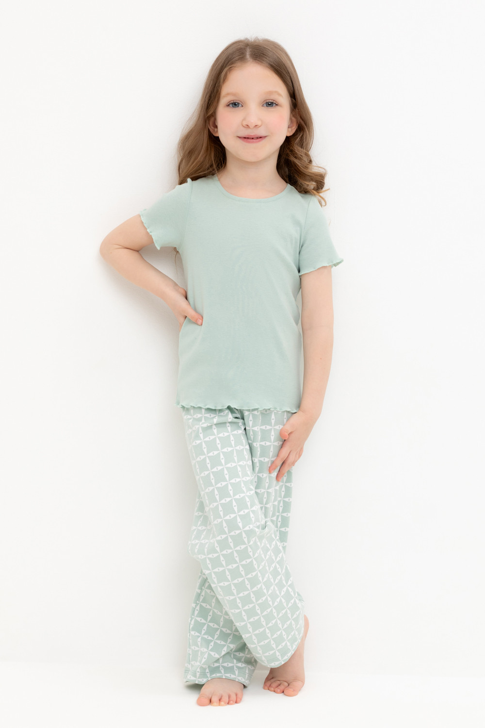 Пижама для девочки, артикул: К 1636, цвет: голубой