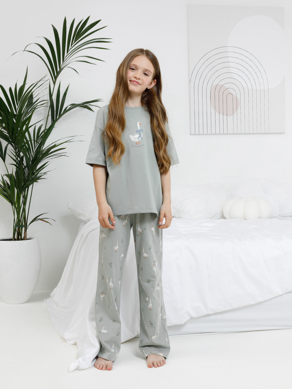 Пижама для девочки, артикул: МП 1657-1, цвет: зеленый