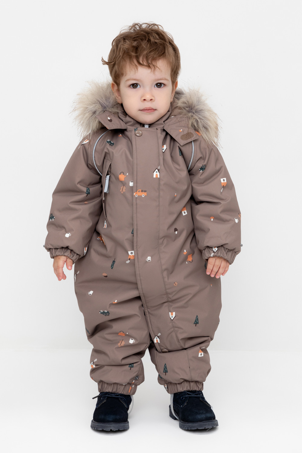 Комбинезоны утепленные для мальчика, артикул: ВК 60116/н/8 ГР, цвет: коричневый