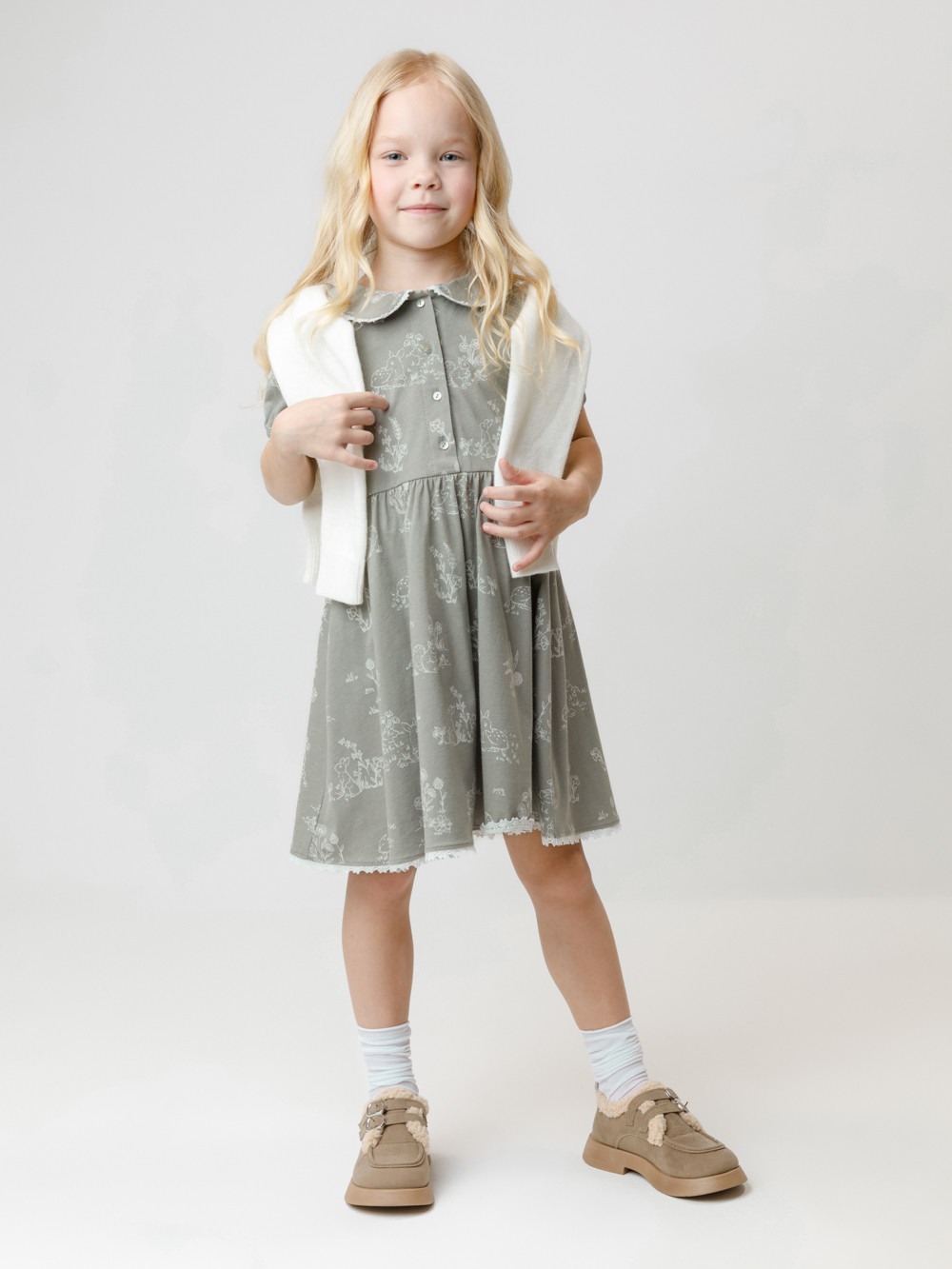 Платье для девочки, артикул: КР 5932, цвет: зеленый