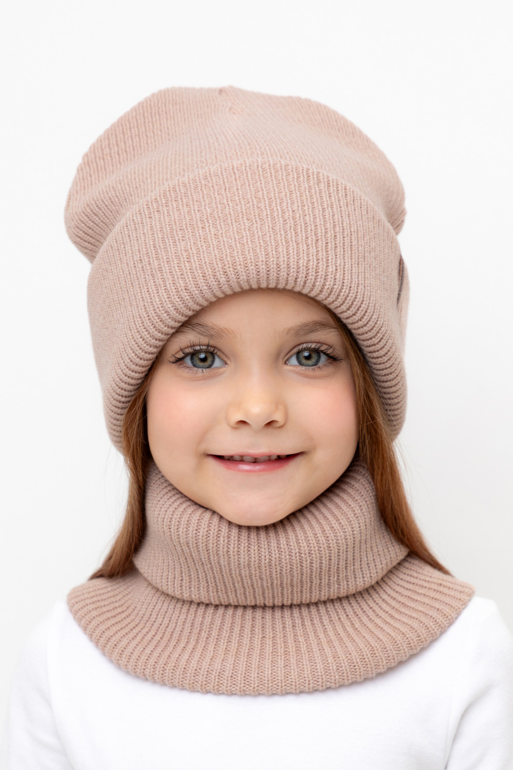 Комплект вязаный для девочки, артикул: КВ 22016/ш, цвет: бежевый