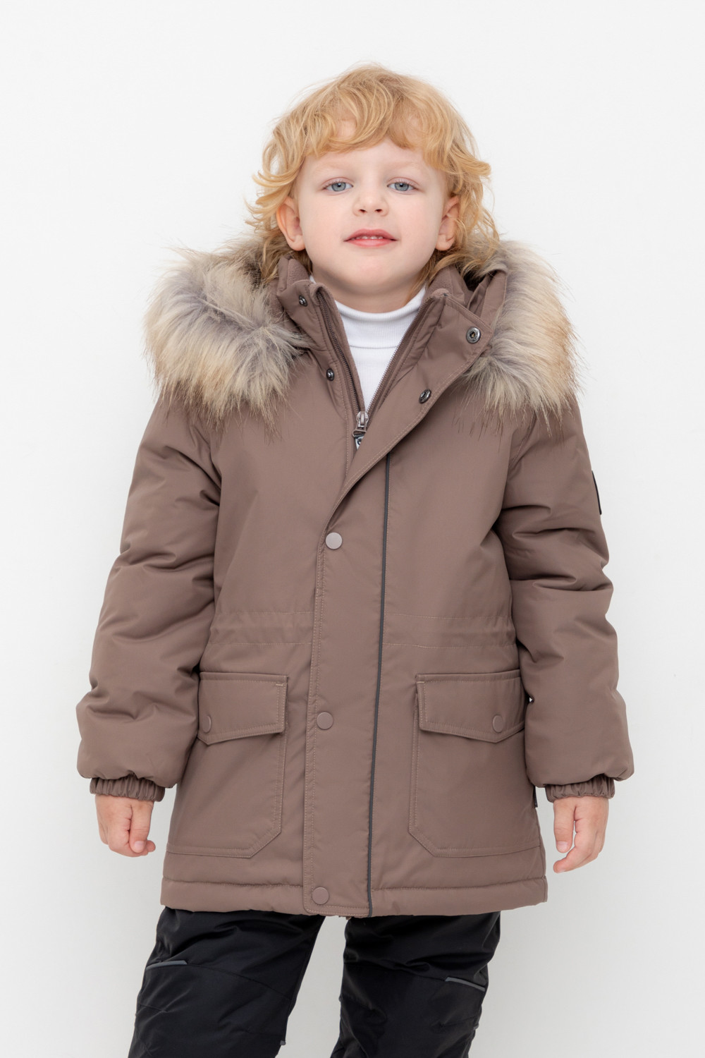 Пальто, плащи для мальчика, артикул: ВК 36096/7 УЗГ (104-122), цвет: кофейный