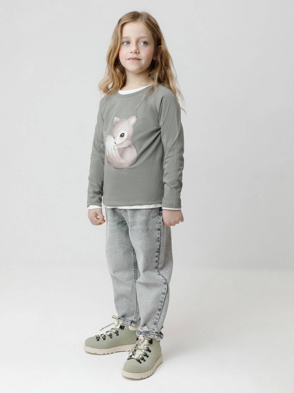 Лонгсливы для девочки, артикул: КР 302904, цвет: хаки