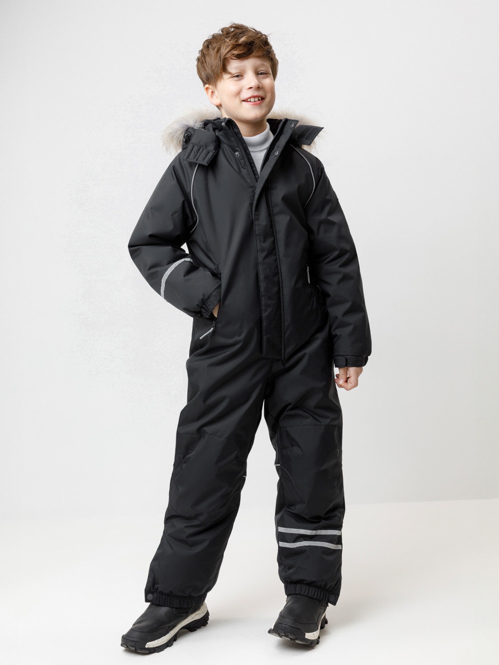 Комбинезоны утепленные для мальчика, артикул: ВК 60102/12 ГР (98-122), цвет: темно-серый