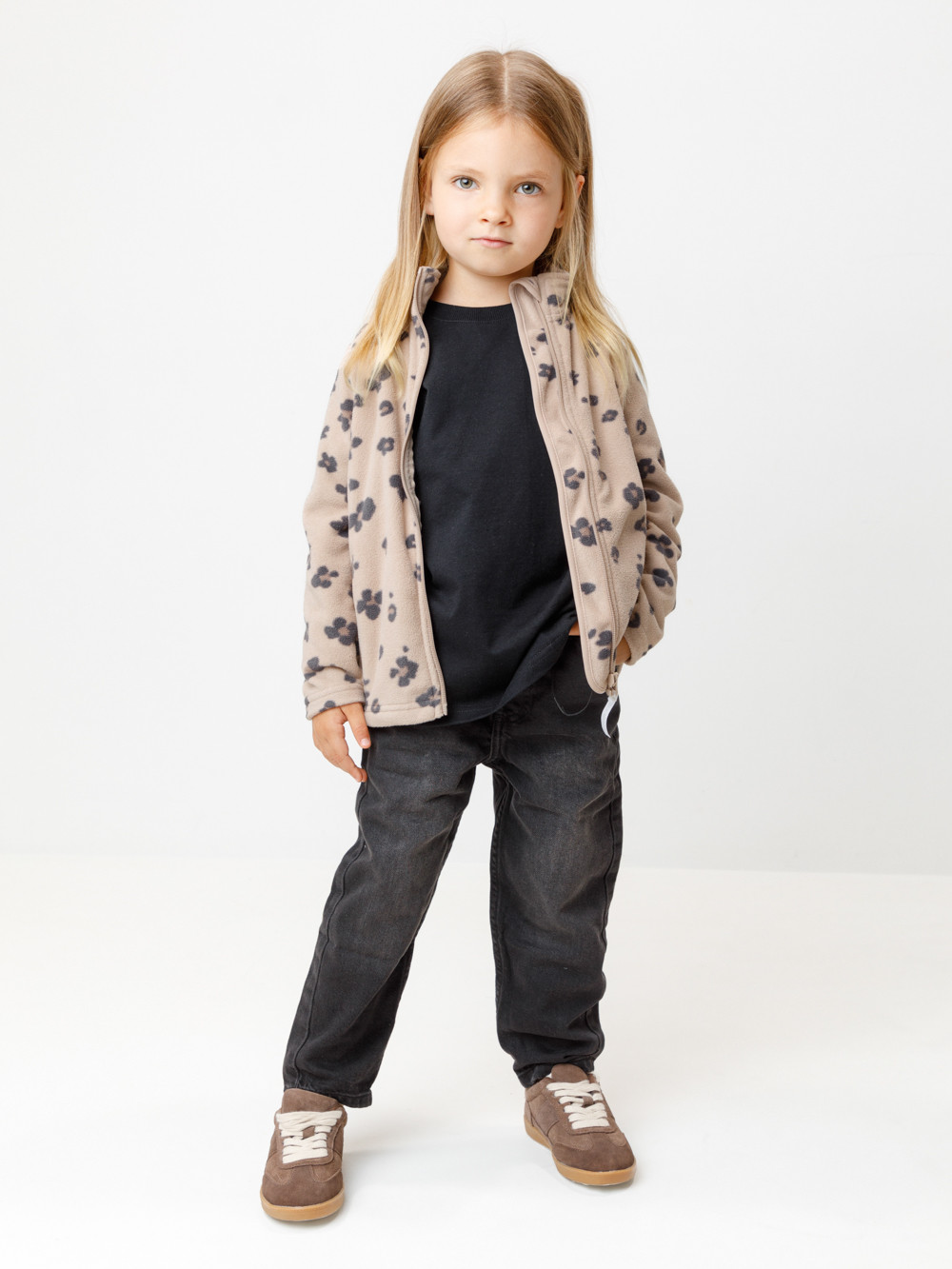 Куртка для девочки, артикул: ФЛ 34025-1/н/44 ГР, цвет: светло-бежевый