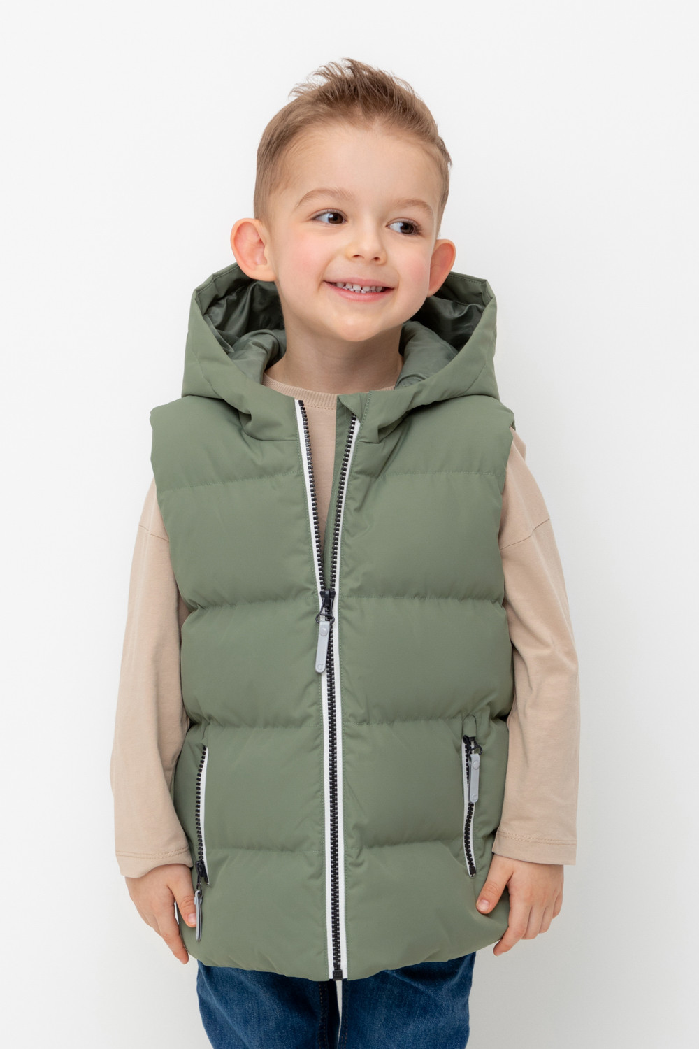 Жилеты для мальчика, артикул: ВК 35018/4 ГР (98-128), цвет: хаки