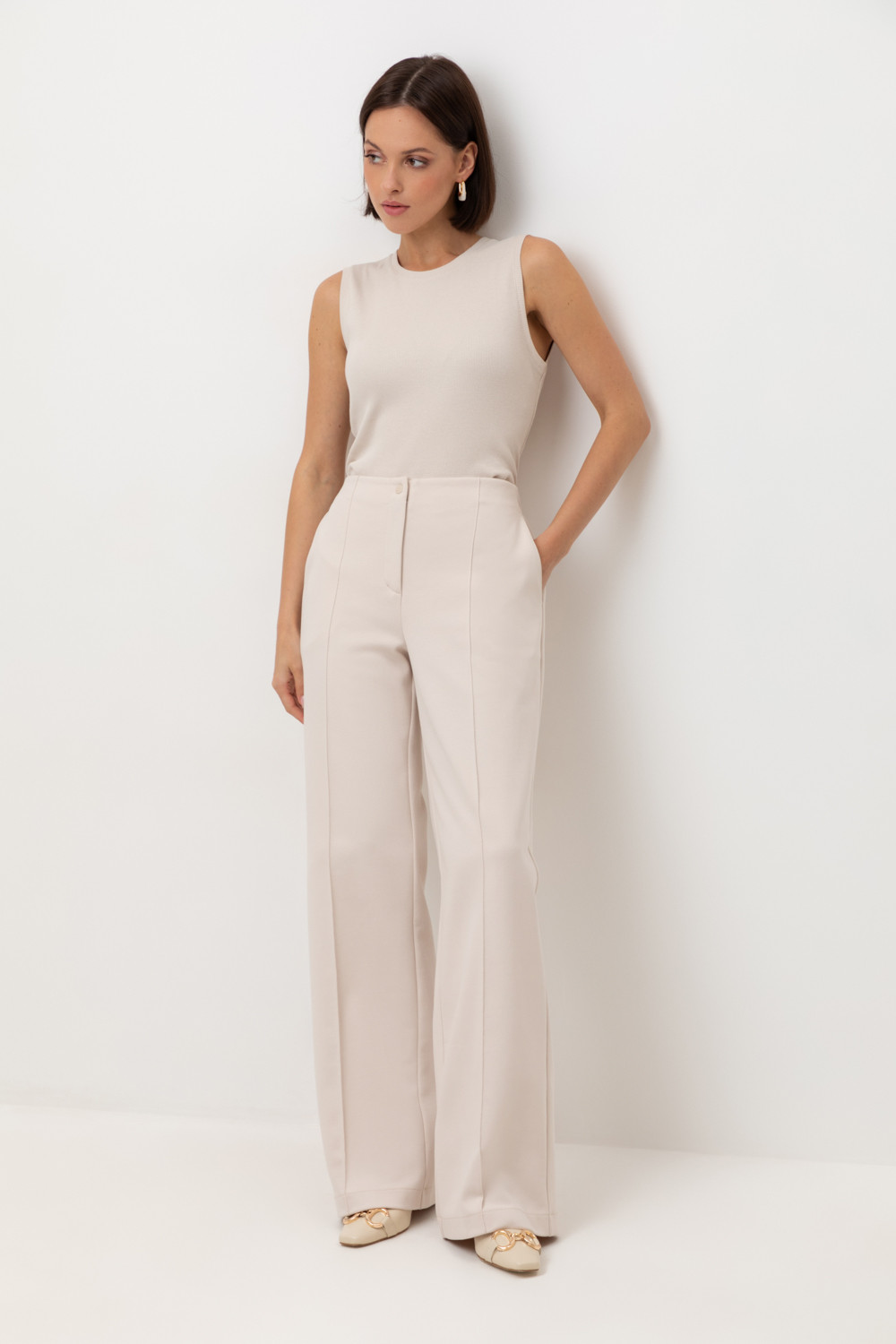 Брюки женские для мам, артикул: ЕВТ 4130, цвет: бежевый