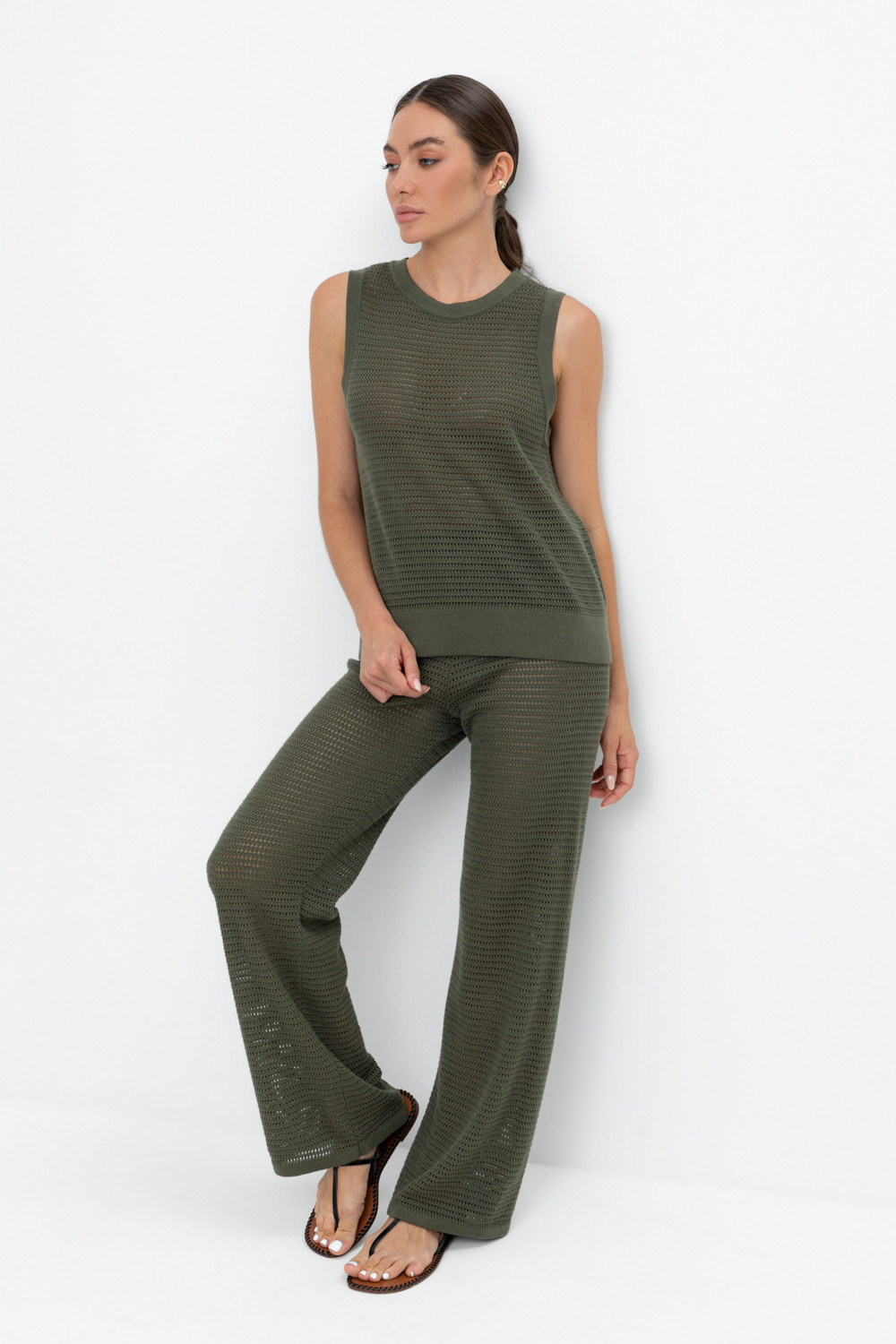 Брюки женские для мам, артикул: ЕВ 429, цвет: зеленый