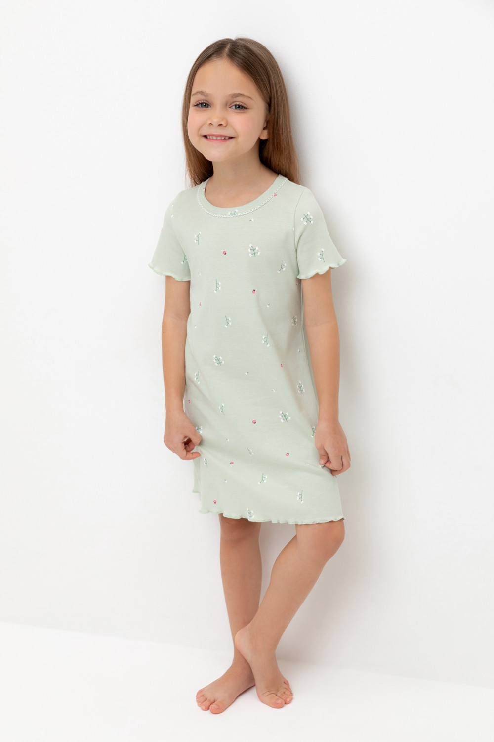 Ночная сорочка для девочки, артикул: К 1180, цвет: зеленый