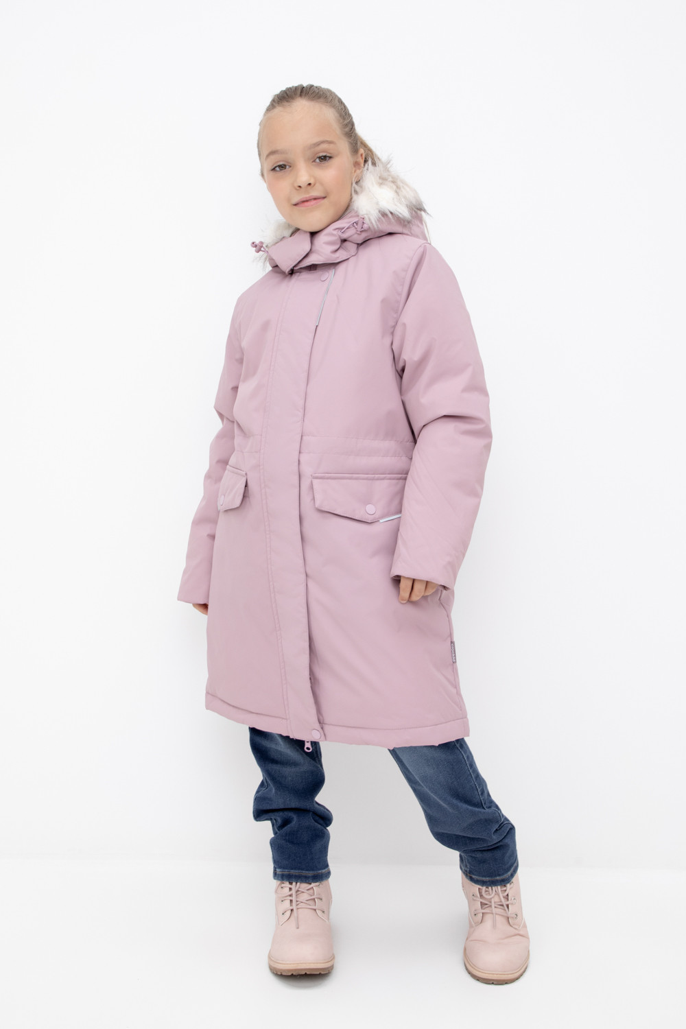 Пальто для девочки, артикул: ВК 38107/3 ГР, цвет: фиолетовый