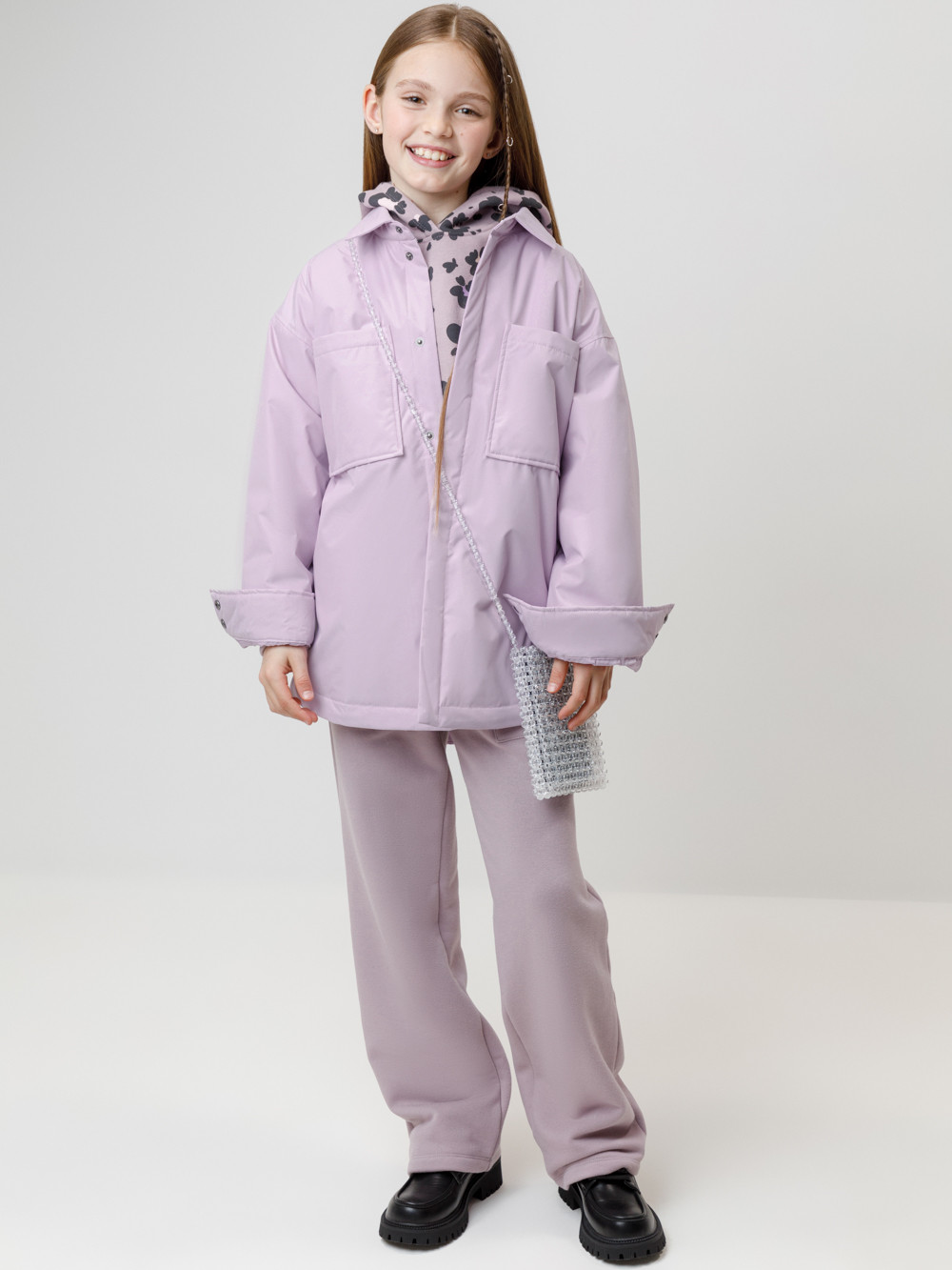 Куртка для девочки, артикул: ВК 32182/1 ГР, цвет: фиолетовый