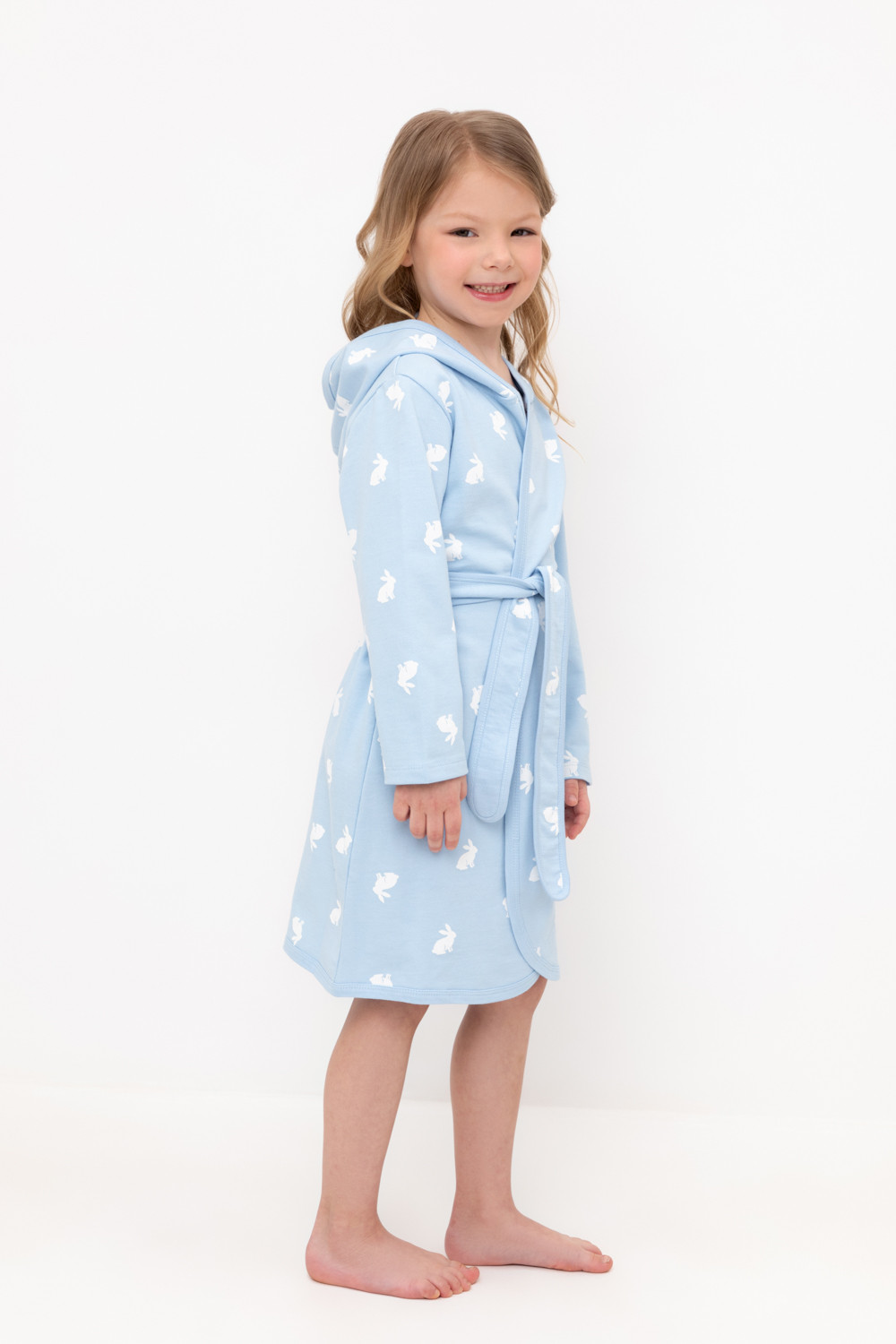 Халат для девочки, артикул: К 5763-1, цвет: светло-голубой