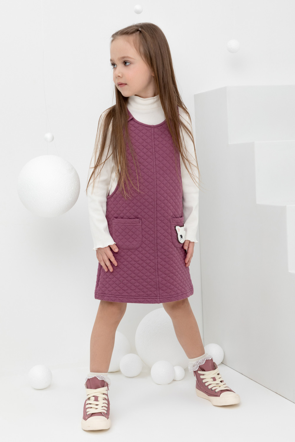 Сарафан для девочки, артикул: КР 5712, цвет: фиолетовый