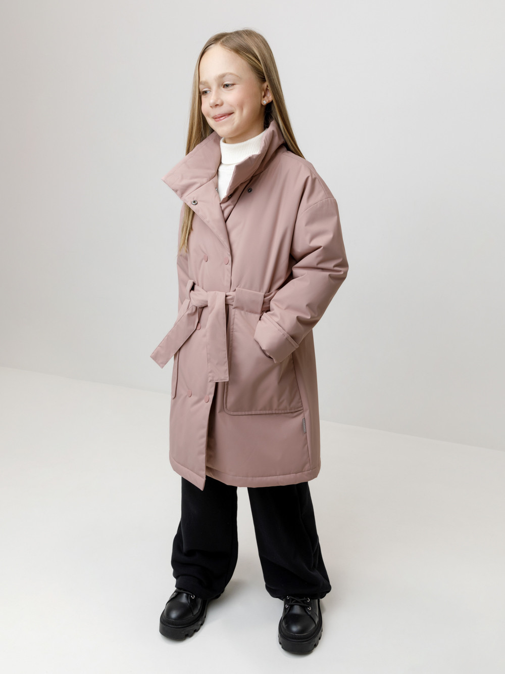 Пальто для девочки, артикул: ВК 32192/2 ГР, цвет: фиолетовый