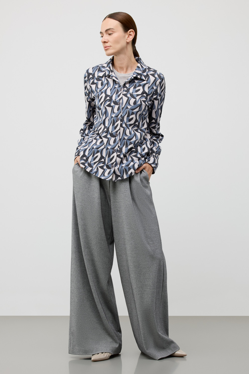 Блузы, рубашки женские для мам, артикул: ЕВТ 3245, цвет: светло-серый5