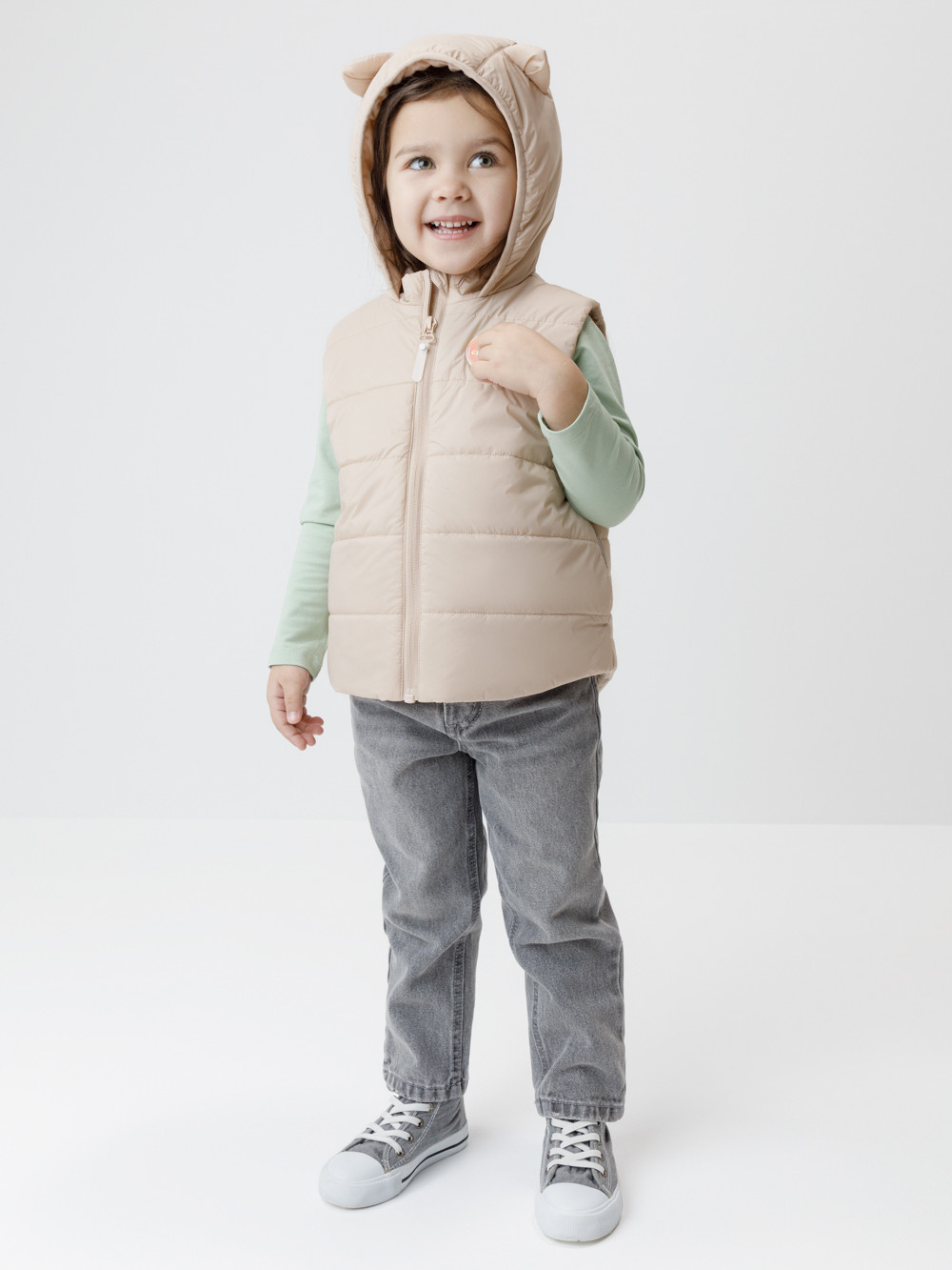 Жилет для девочки, артикул: ВК 35012/3 ГР, цвет: бежевый