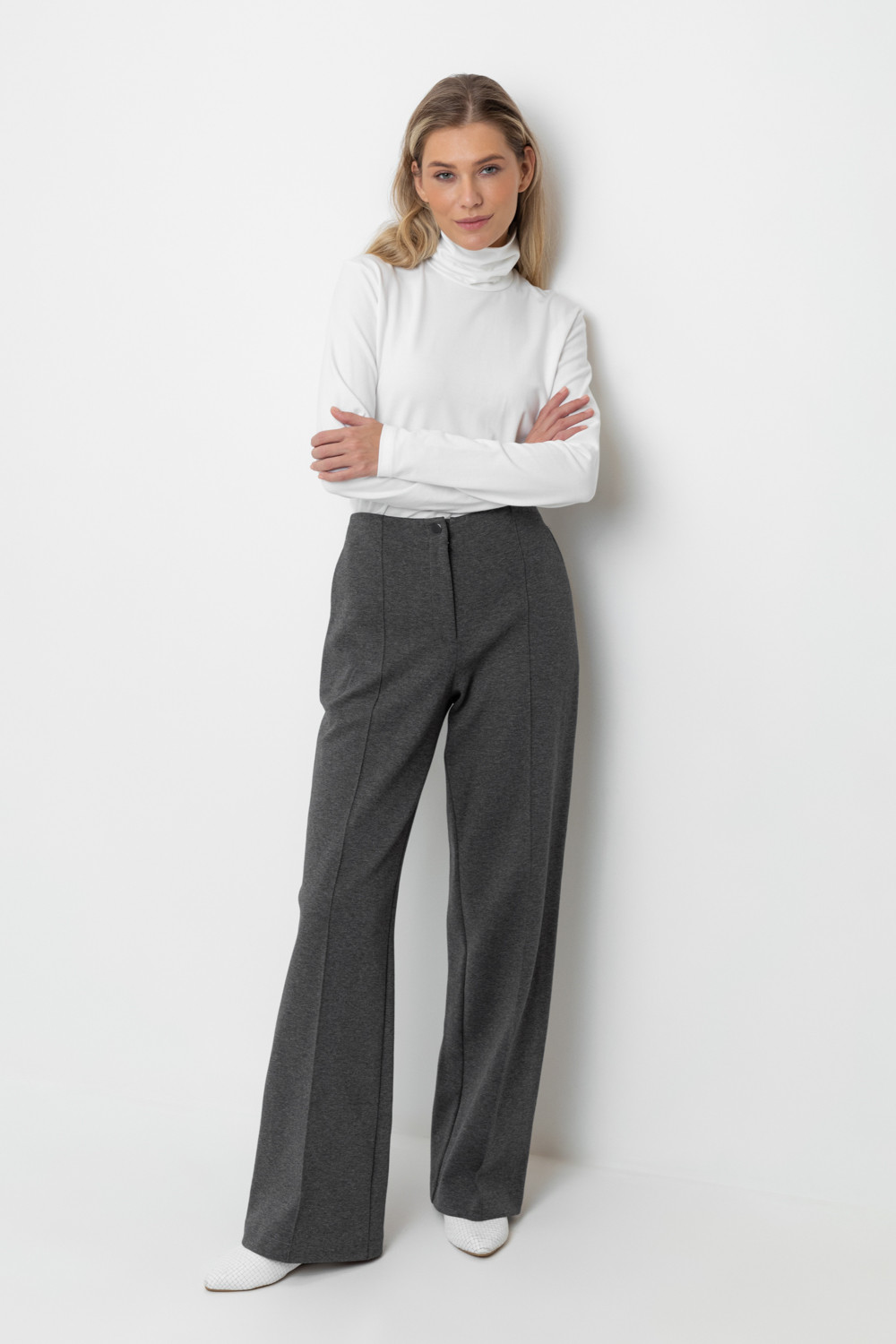 Брюки женские для мам, артикул: ЕВТ 4119, цвет: темно-серый