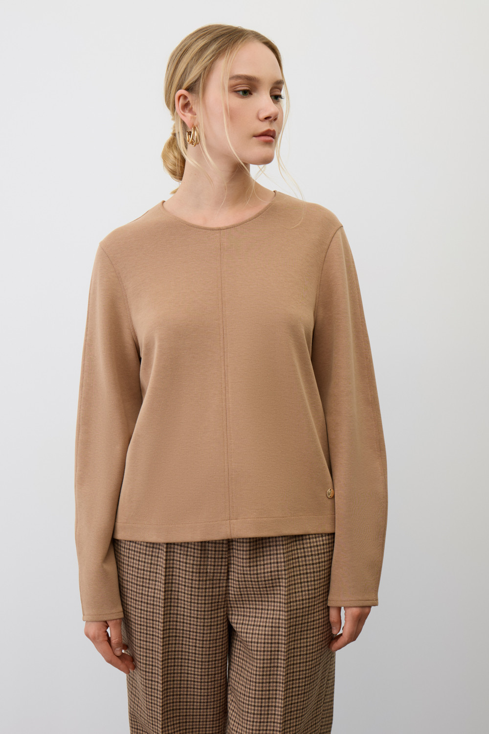 Джемперы женские для мам, артикул: ЕВТ 3355, цвет: коричневый