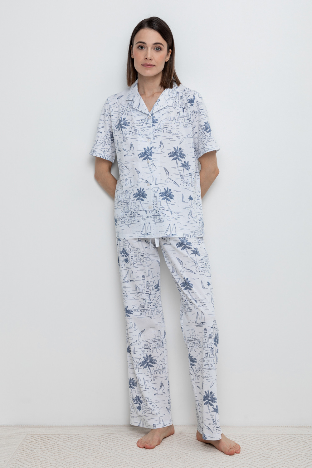 Брюки для дома для мам, артикул: Е 40043, цвет: белый