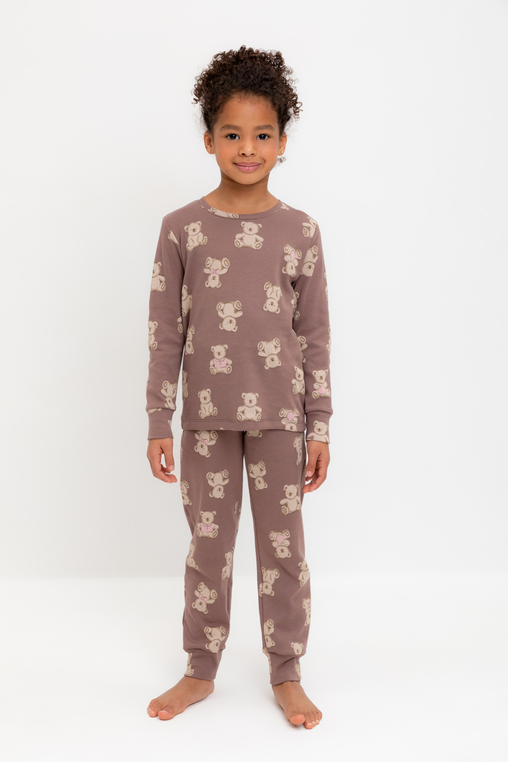 Пижама для девочки, артикул: К 1552, цвет: коричневый