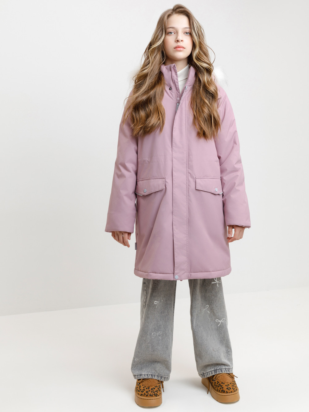 Пальто для девочки, артикул: ВК 38107/10 ГР, цвет: светло-розовый