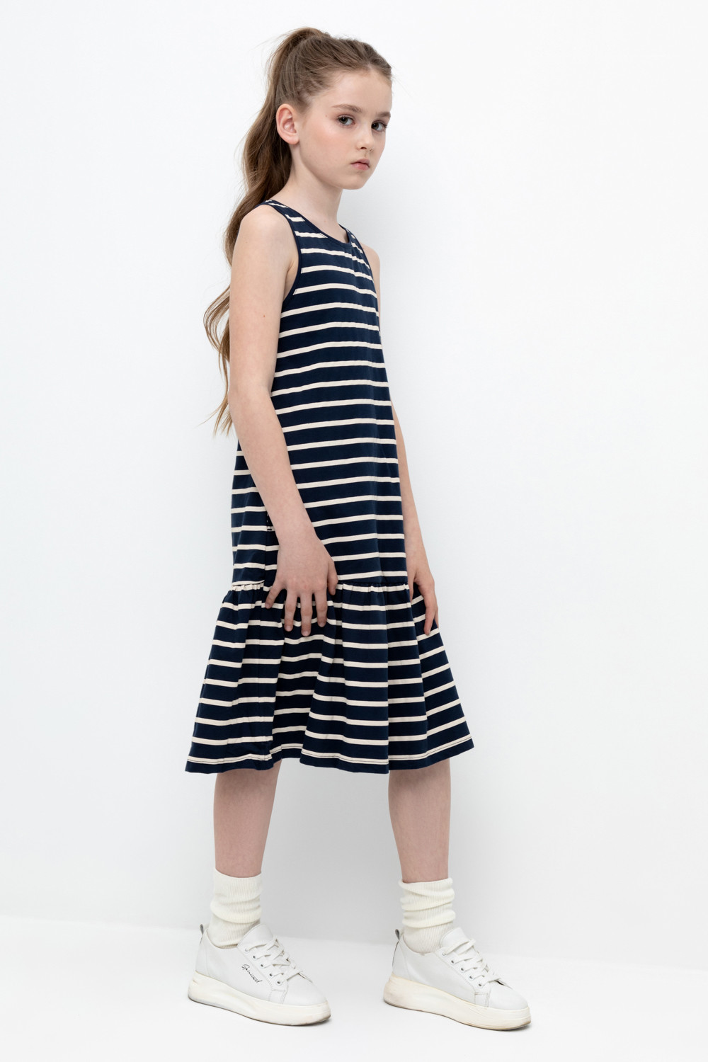 Сарафан для девочки, артикул: КР 5803, цвет: темно-синий