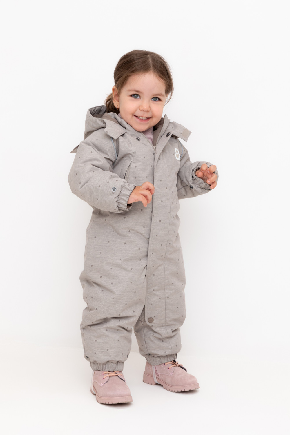 Комбинезоны утепленные для девочки, артикул: ВК 60115/н/2 ГР, цвет: светло-бежевый