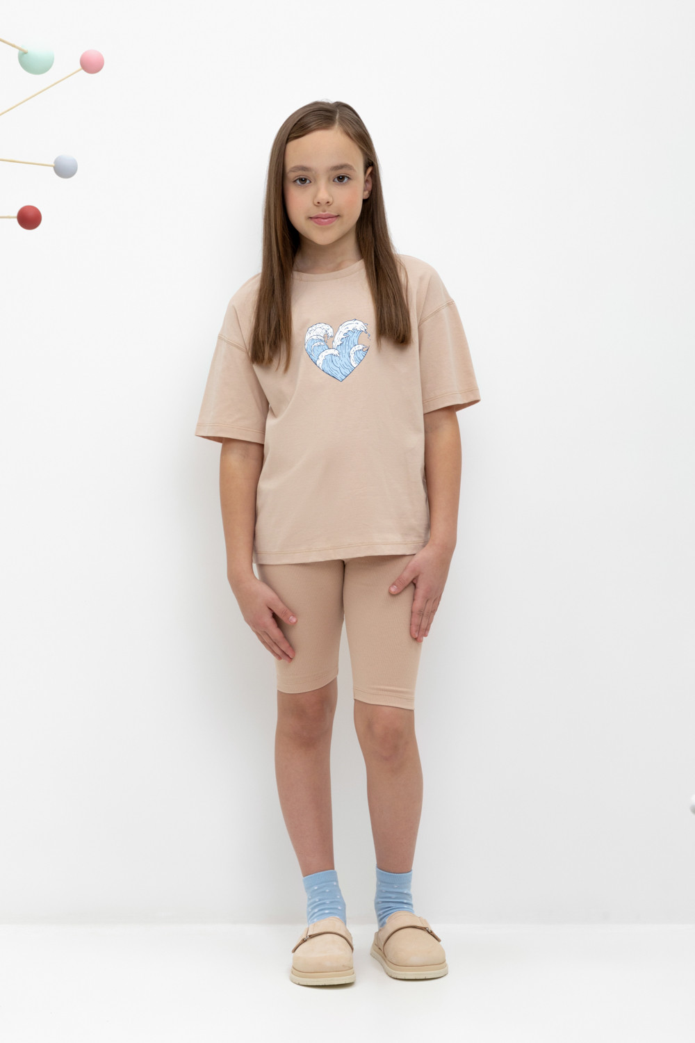 Лосины для девочки, артикул: КР 400556, цвет: бежевый