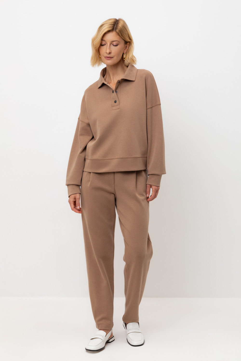 Брюки женские для мам, артикул: ЕВТ 4133, цвет: коричневый