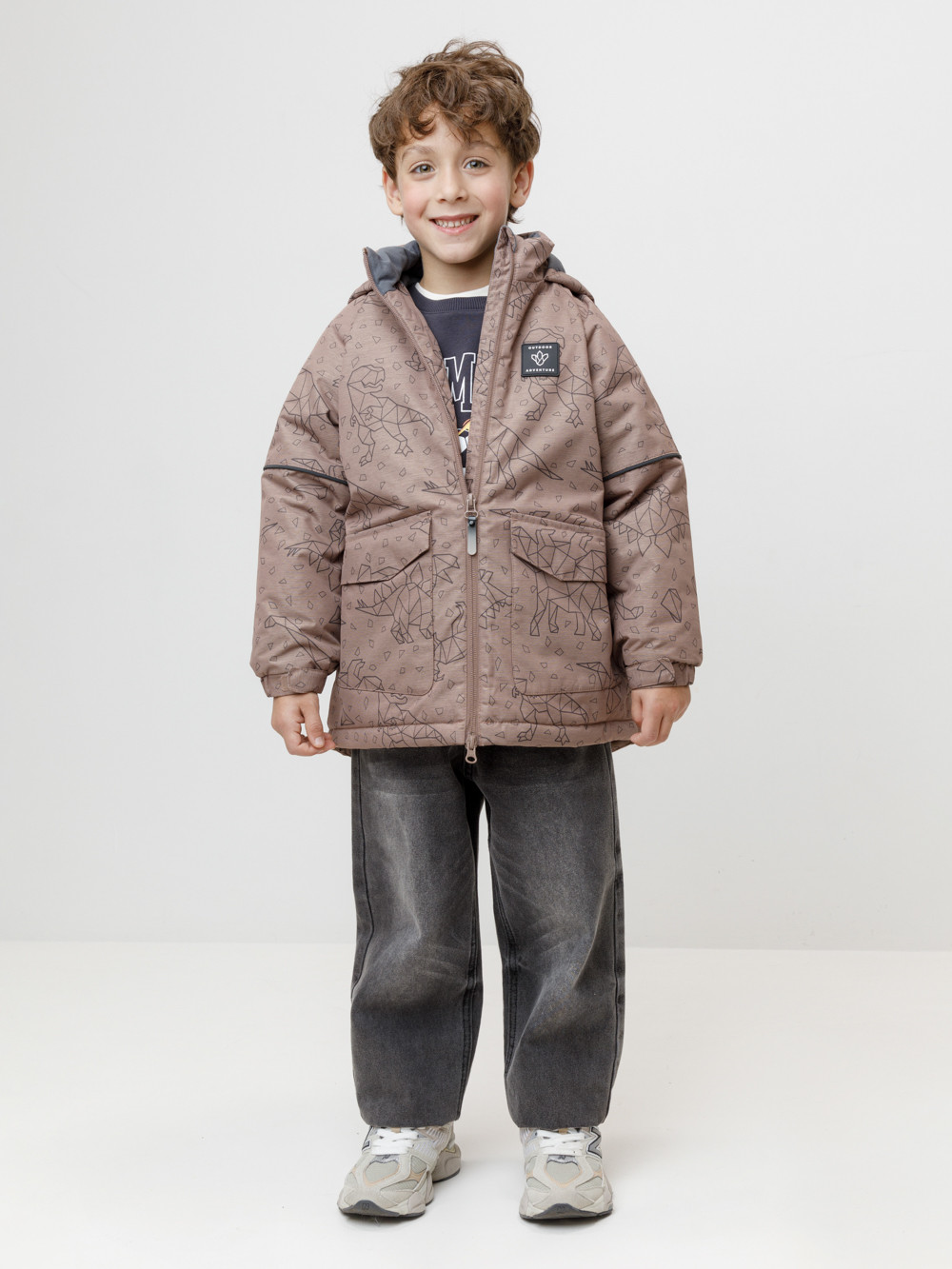 Куртки для мальчика, артикул: ВК 36093/н/1 ГР, цвет: коричневый