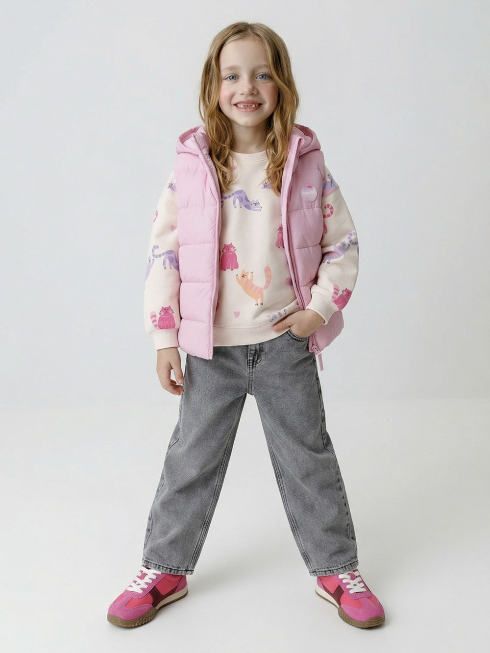 Жилет для девочки, артикул: ВК 35012/5 ГР, цвет: розовый