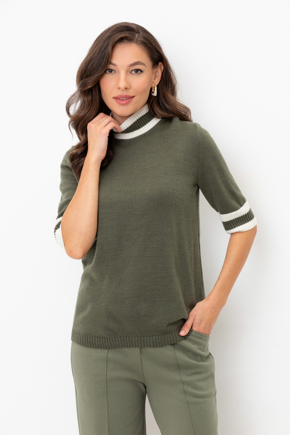 Джемперы женские для мам, артикул: ЕВ 30045/24ш, цвет: зеленый