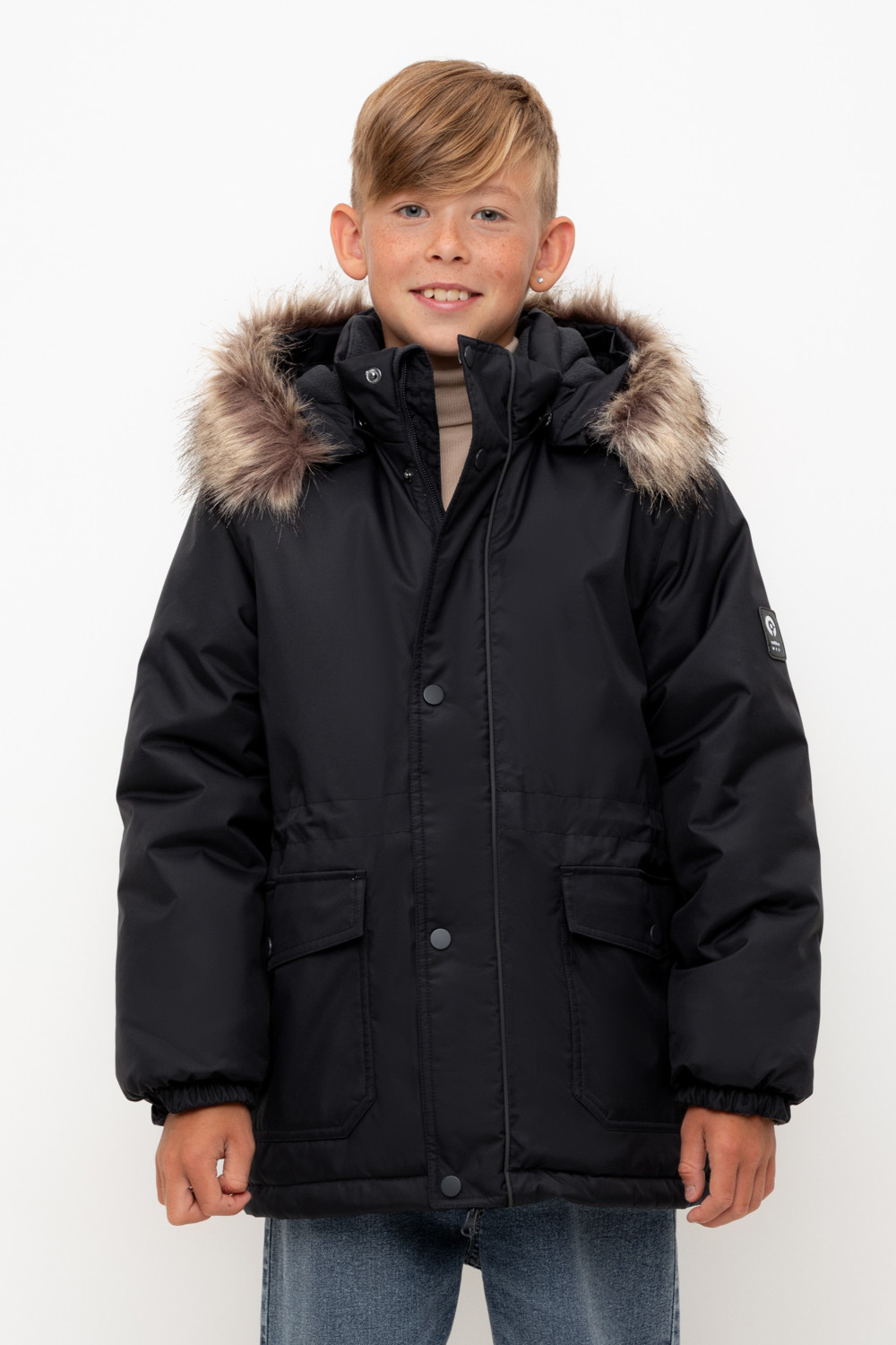 Пальто, плащи для мальчика, артикул: ВК 36096/4 УЗГ (122-158), цвет: темно-серый