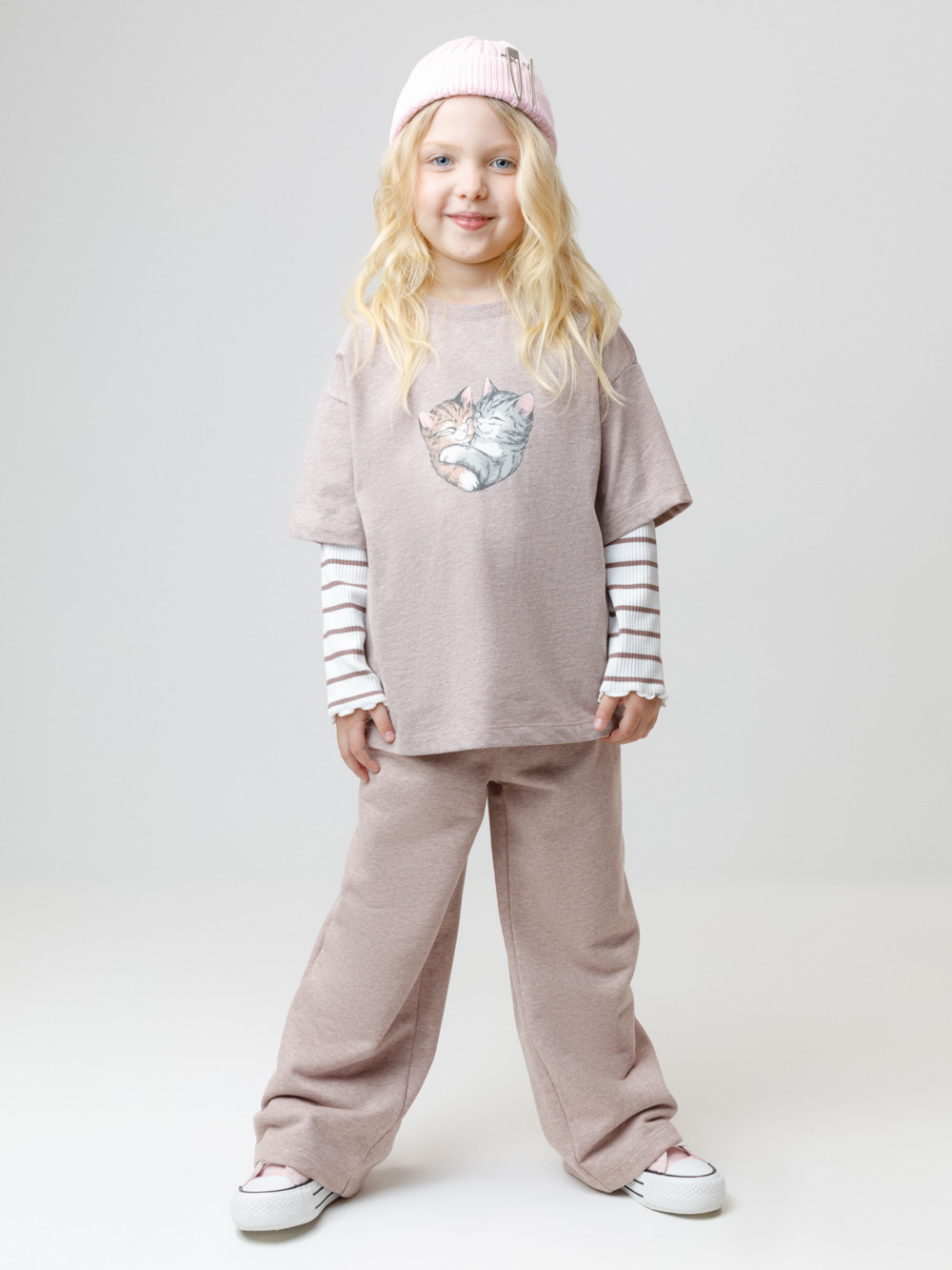 Брюки для девочки, артикул: КР 400842, цвет: кофейный